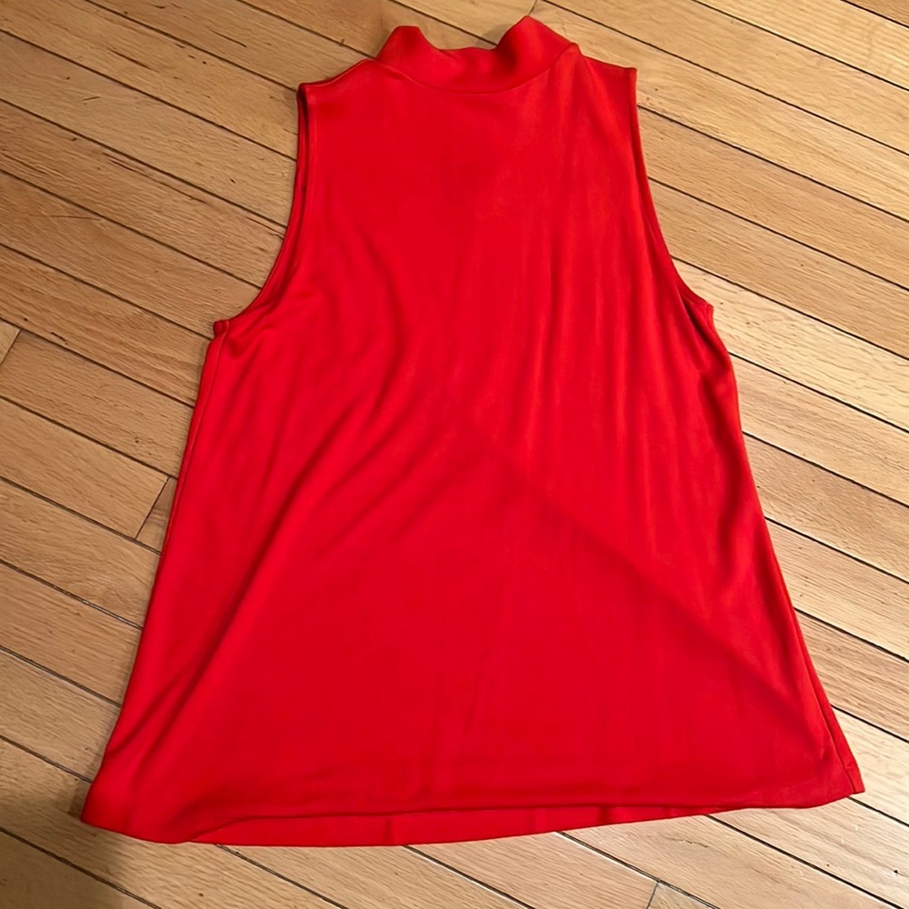 Loft orange high neck zip back top